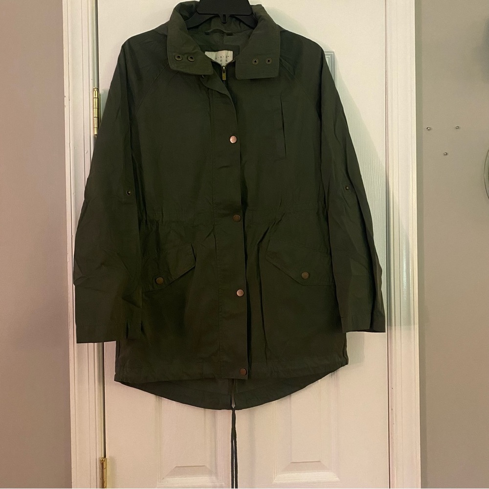 A New Day Women’s Army Green Utility Jacket With Hidden Zip Away Hood Small